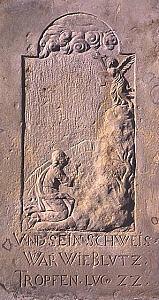 Olivetská hora - reliéf z kamenného kříže.